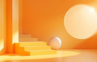 Fototapeta premium Orange background for product presentation with beautiful lights and shadows