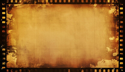 Strip of old negative celluloid film with dust and scratches