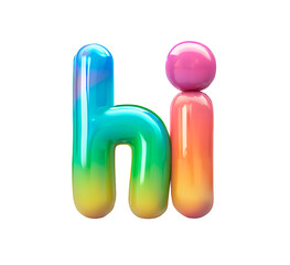 AI generated photo with inflatable multicolored letters "hi". Minimalistic balloon lettering isolated on a transparent background