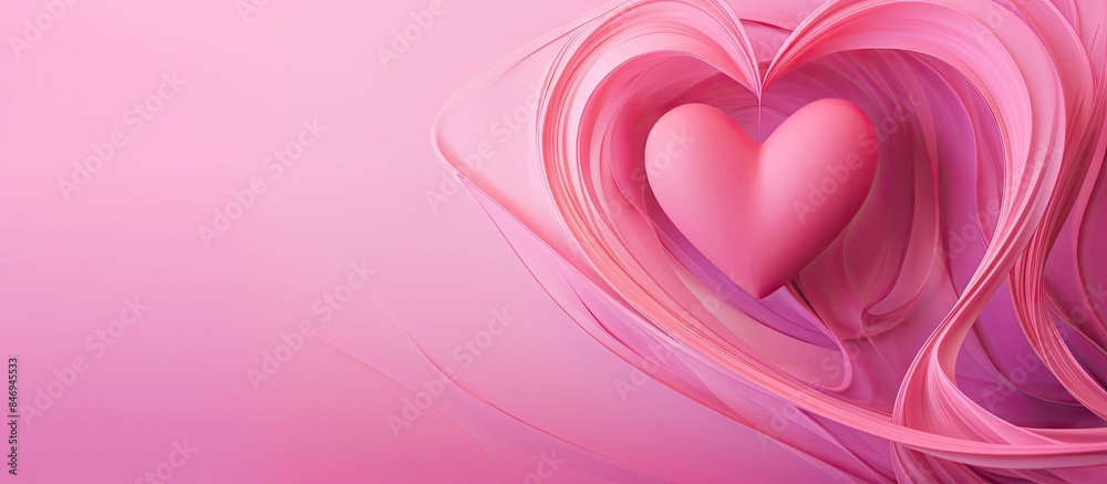 Aufkleber Pink heart shaped object set against a swirling and colorful background. with copy space image. Place for adding text or design