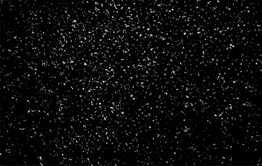 Snow, stars, twinkling lights, rain drops on black background. Abstract vector noise. Small particles of debris and dust. Distressed uneven grunge texture overlay.