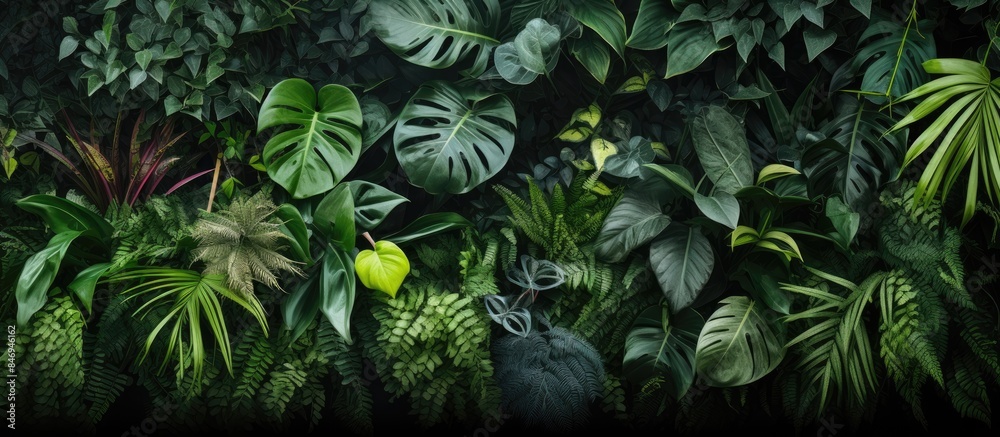 Poster lush southeast asian plants with vibrant ornamental leaves, thriving in a shadowy indoor environment
