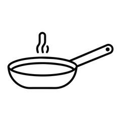 cooking fry pan vector symbol in black filled and outlined style.