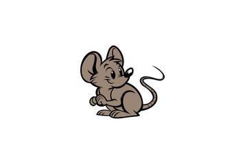 Vector illustration of cartoon mouse isolated on white background	