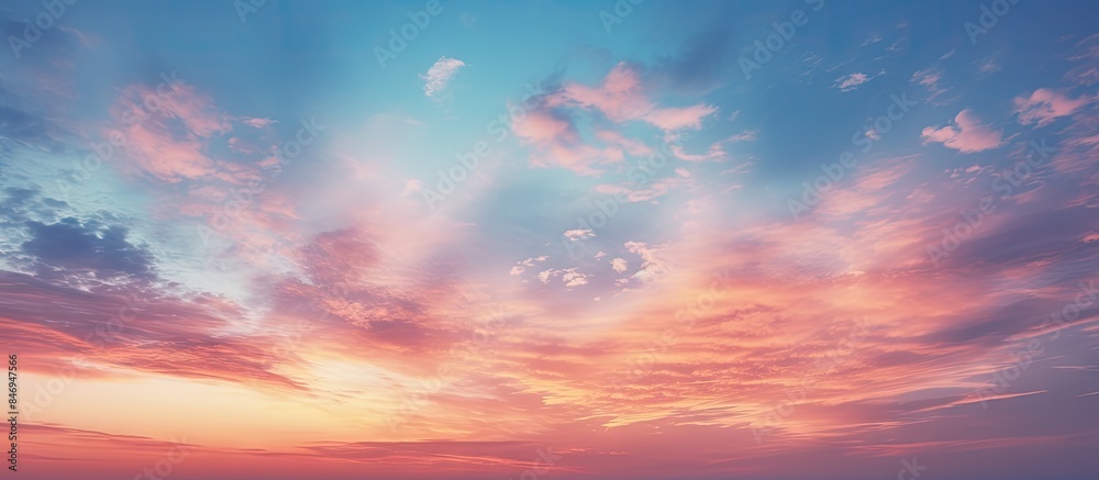 Aufkleber Boat peacefully sailing on the ocean as the sun sets in the horizon, casting a warm glow on the tranquil water. with copy space image. Place for adding text or design