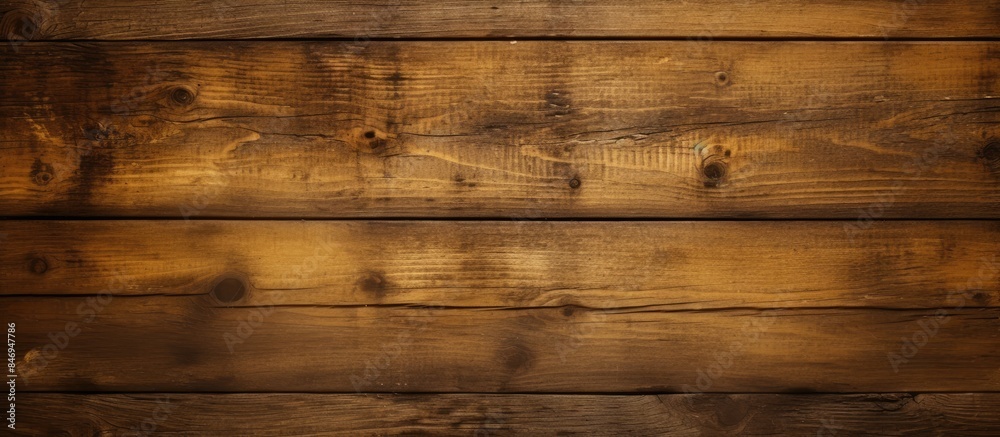 Aufkleber Weathered wooden surface showing a rich brown stain, adding warmth and character to the texture. with copy space image. Place for adding text or design