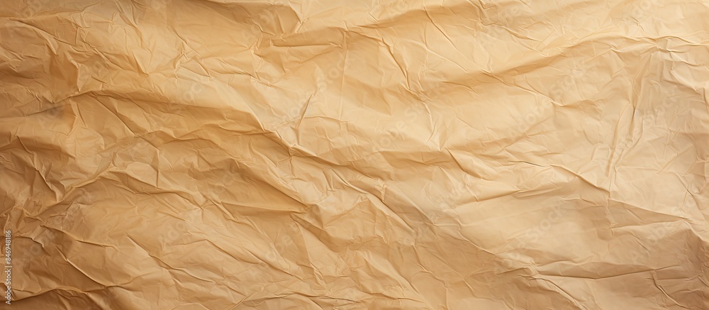 Poster crumpled and textured parchment paper laid on a light brown background, creating an abstract rough s