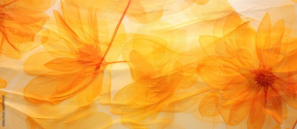 Aufkleber Yellow flowers with red handles set against a clean white backdrop, creating a vibrant and eye-catching composition. with copy space image. Place for adding text or design