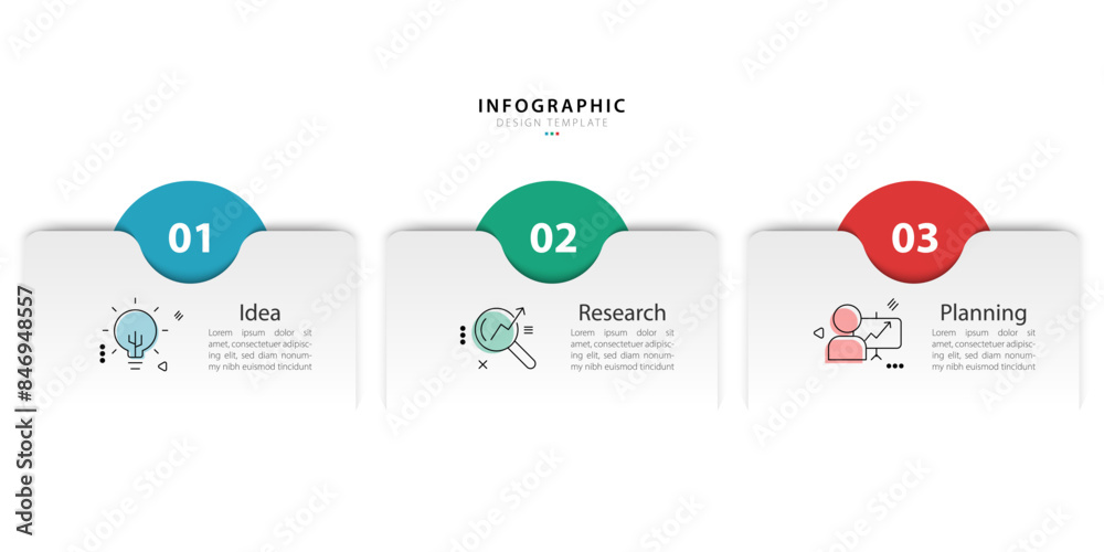 Aufkleber infographic 3 step timeline journey, calendar flat simple infographics design template. presentation