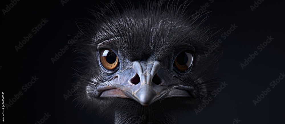 Aufkleber An emu featuring a very large beak and big eyes is captured up close in this striking portrait. with copy space image. Place for adding text or design
