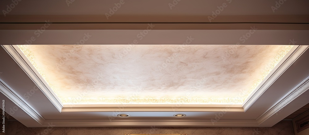 Poster Master expertly fixes ceiling with integrated light fixture. with copy space image. Place for adding text or design
