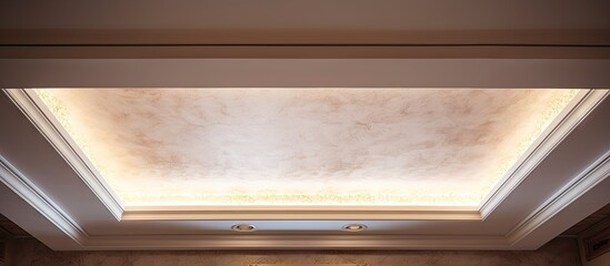 Master expertly fixes ceiling with integrated light fixture. with copy space image. Place for adding text or design