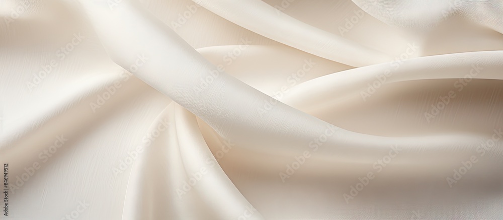 Aufkleber Close-up view of white fabric showing numerous folds and creases for texture background. with copy space image. Place for adding text or design