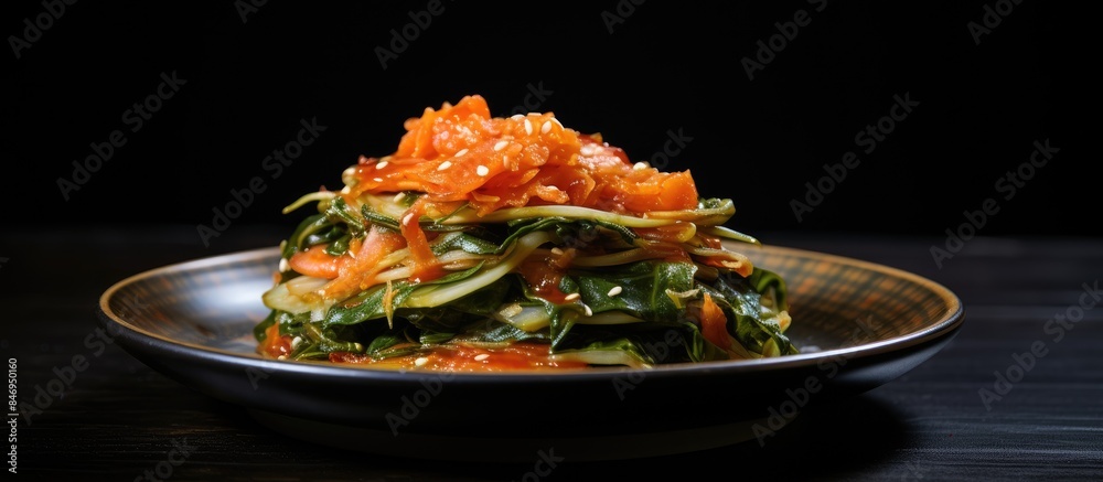 Poster Plate filled with fresh assorted vegetables up close, showcasing vibrant colors and textures. with copy space image. Place for adding text or design