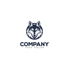 Creative logo design depicting a corporate animal head of a wolf.