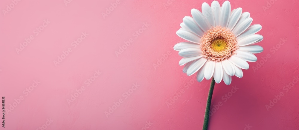 Leinwandbilder a single daisy flower stands out with its delicate pink and white petals on a soft pink background a