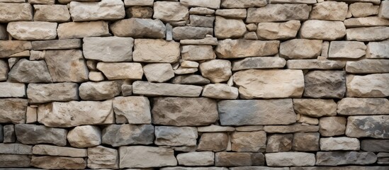 Obraz premium Natural stone structure with a fire hydrant amidst, showcasing a blend of rustic charm and urban utility. with copy space image. Place for adding text or design