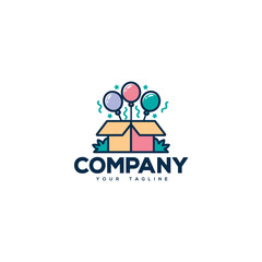 Creative logo design depicting colorful party balloons.