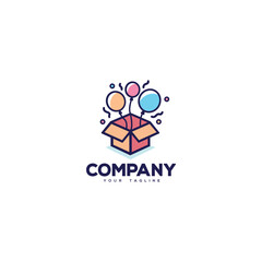 Creative logo design depicting colorful party balloons.