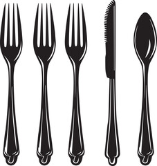fork knife and spoon silhouette