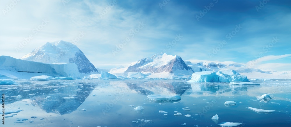 Poster the expansive ice formation within a water expanse presents a remarkable natural spectacle. with cop