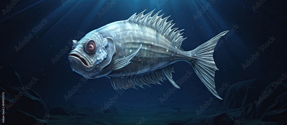 Poster a fish effortlessly glides through the water, showcasing its graceful movements in its natural habit