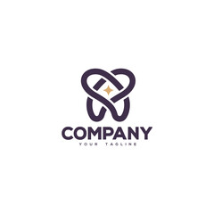 Creative logo design depicting a tooth made from monolines. 