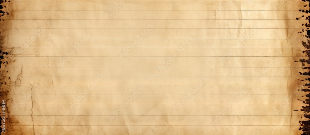 Aufkleber Close-up view of a piece of paper with a torn edge, showcasing a vintage lined paper background. with copy space image. Place for adding text or design