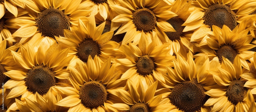 Aufkleber vivid sunflowers in close-up, showcasing bright yellow petals and contrasting dark centers. with cop