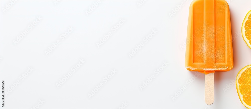 Leinwandbilder orange popsicle placed on a clean white background, highlighting its vibrant color and freshness. wi