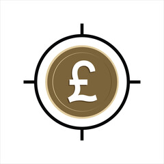 pound sterling coin target. flat style design. Suitable for use for reports, presentations, finance. vector template design