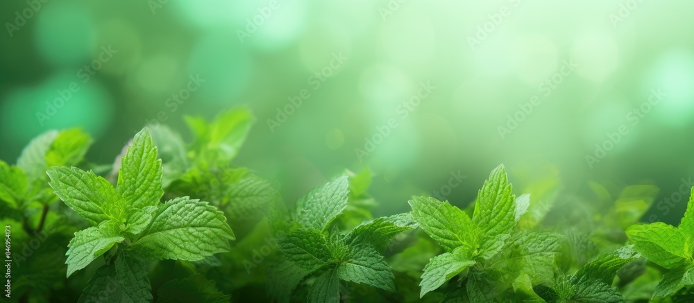 Leinwandbilder rich assortment of green leaves close-up, displayed on a wooden table surface. with copy space image