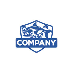 Obraz premium Creative fishing logo design depicting a fish inside an emblem.