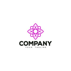 Creative logo design depicting a floral symbol. 
