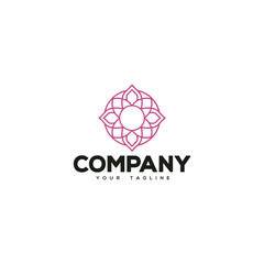Creative logo design depicting a floral symbol. 