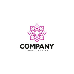 Creative logo design depicting a floral symbol. 