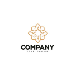 Creative logo design depicting a floral symbol. 