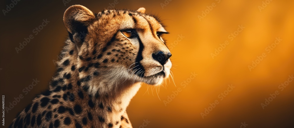 Aufkleber a giraffe with its gaze directed left against a vibrant yellow background. a majestic african cheeta