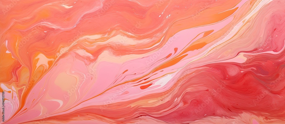 Fototapete a mesmerizing painting with swirls of pink and orange, creating an abstract and vibrant artwork. wit