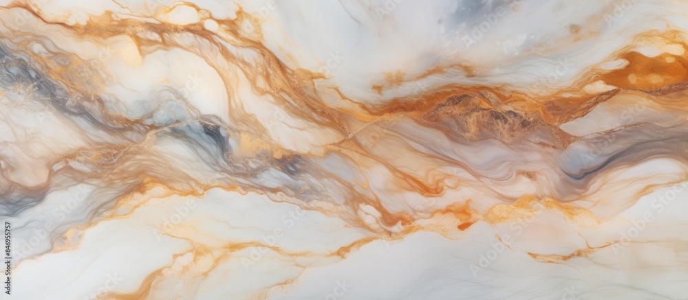Poster Close-up view of a luxurious marble surface featuring an elegant brown and white pattern, ideal for interior design. with copy space image. Place for adding text or design