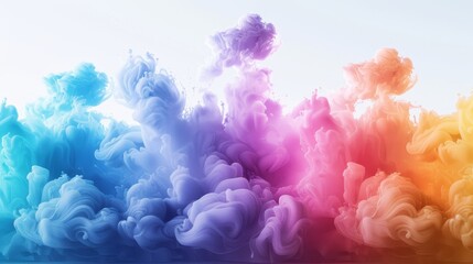Obraz premium Vibrant paint explosion on white background colorful ink cloud and powder burst, 3d render