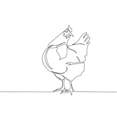 chicken, poultry, rooster one line art. Continuous line drawing of farm, nature, agriculture, farm animals, rural life, ranch.