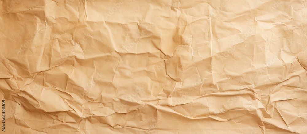 Poster Texture of crumpled brown parchment paper creating a rough abstract background. with copy space image. Place for adding text or design