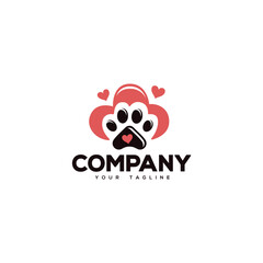 Creative logo design depicting a coloful animal paw print. 