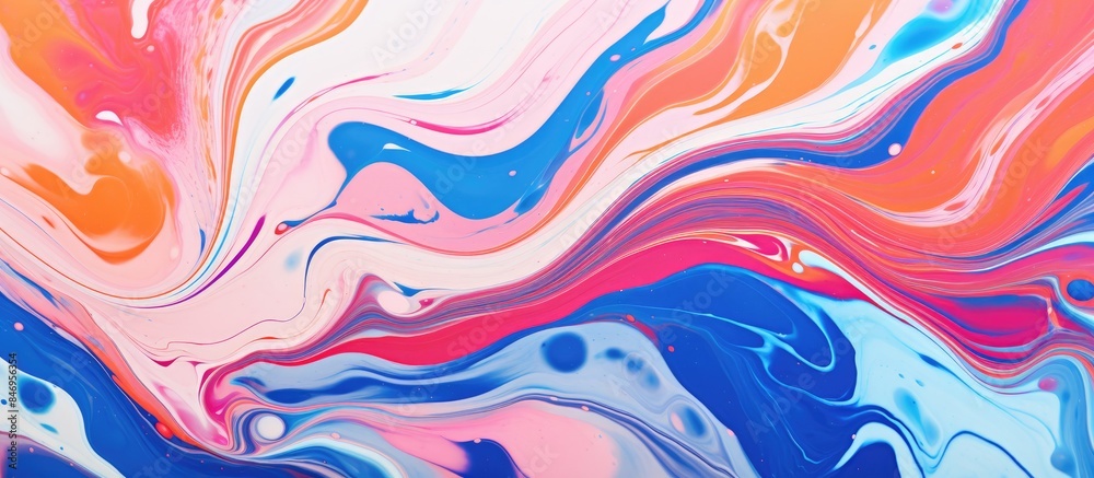 Poster Vivid painting captured up close, showcasing a striking mix of colors layered in thick paint strokes. with copy space image. Place for adding text or design