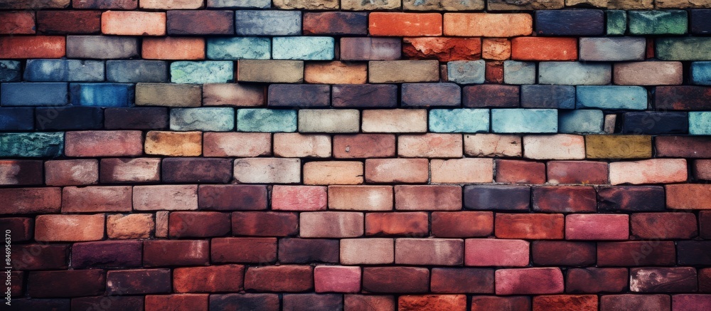 Leinwandbilder Assorted old bricks in various colors stacked on top of each other. with copy space image. Place for adding text or design