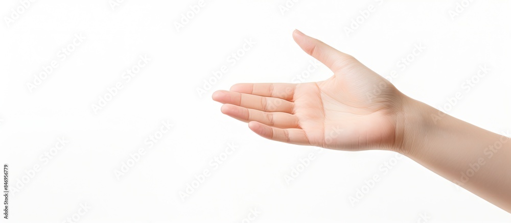 Aufkleber a figure making a hand gesture with their right hand set against a plain white background. with copy