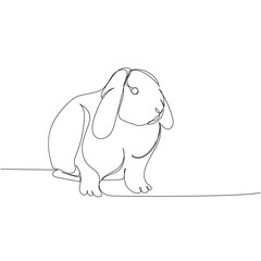 rabbit, pet, animal husbandry, hare one line art. Continuous line drawing of farm, nature, agriculture, farm animals, rural life, ranch.