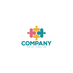 Creative logo design depicting a colorful puzzlle shape. 