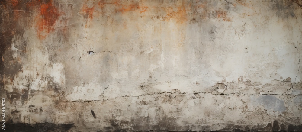 Poster An aged, worn wall featuring a sign in red and white colors adding to its antiquated appearance. with copy space image. Place for adding text or design